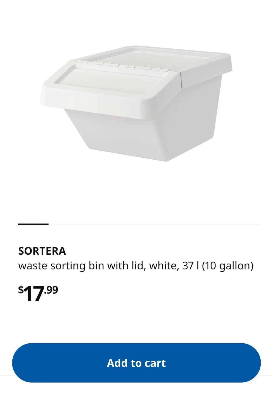 Ikea sorting bin 37L (10 gallon) thumbnail