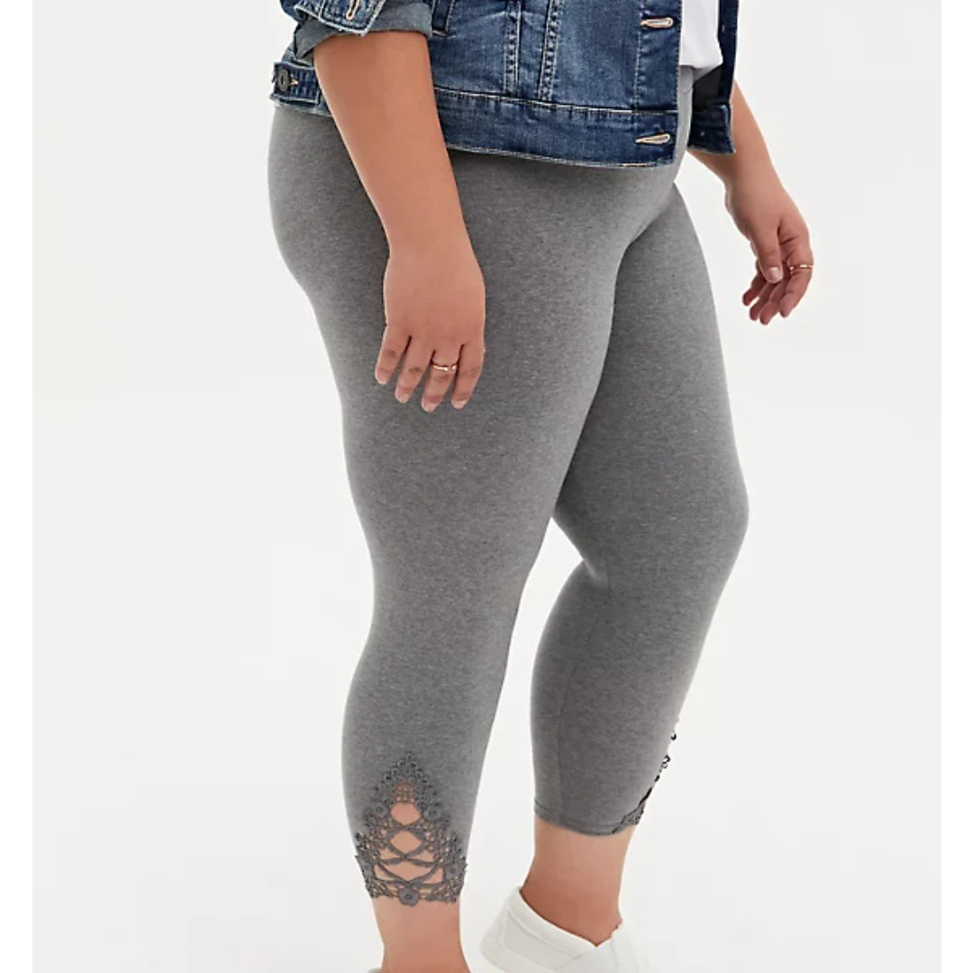 Torrid Grey Leggings with Crochet thumbnail
