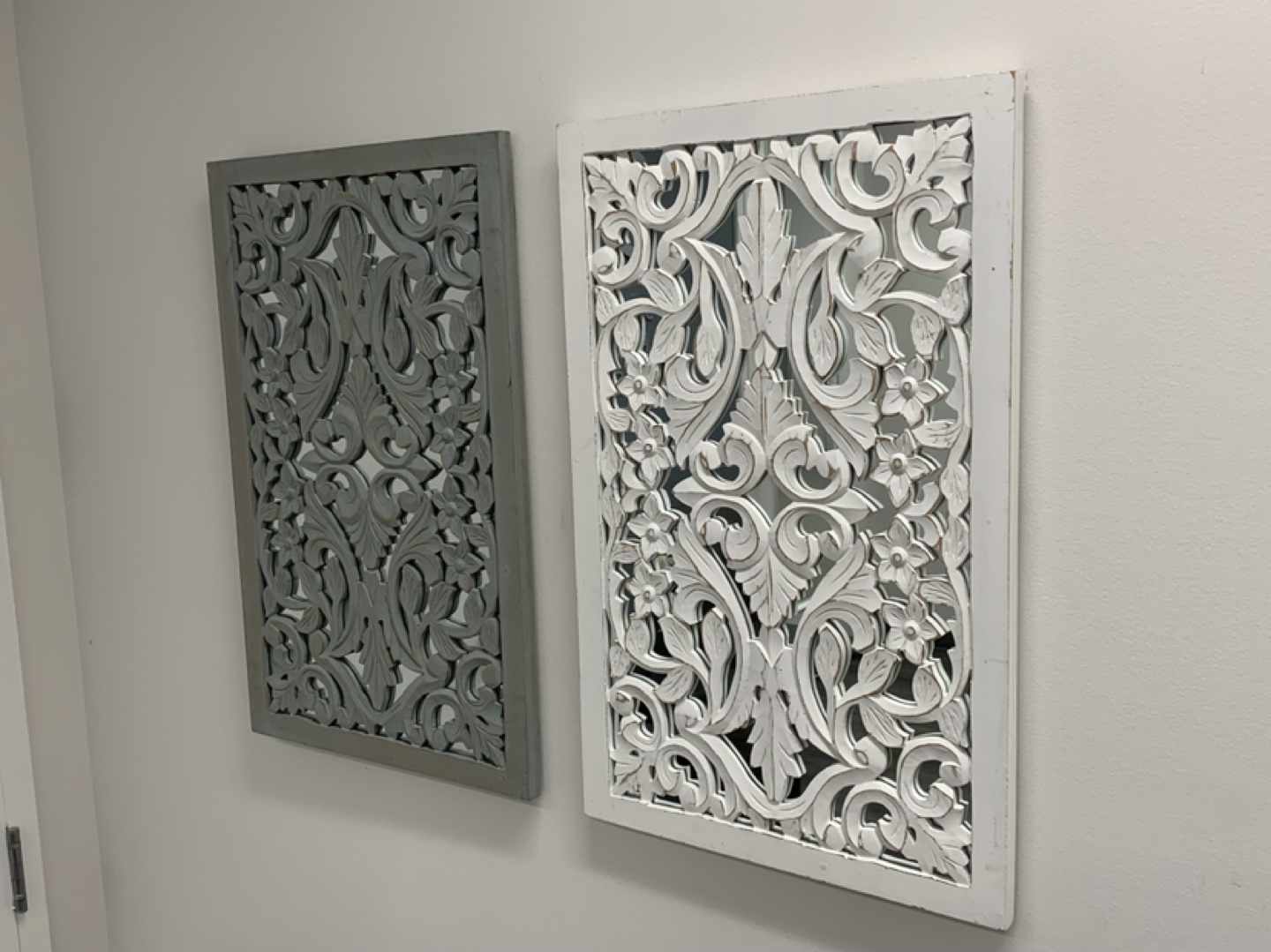 2 Beautiful 1/2 Price Mirrors with Wood Lattice Overlay - photo 2