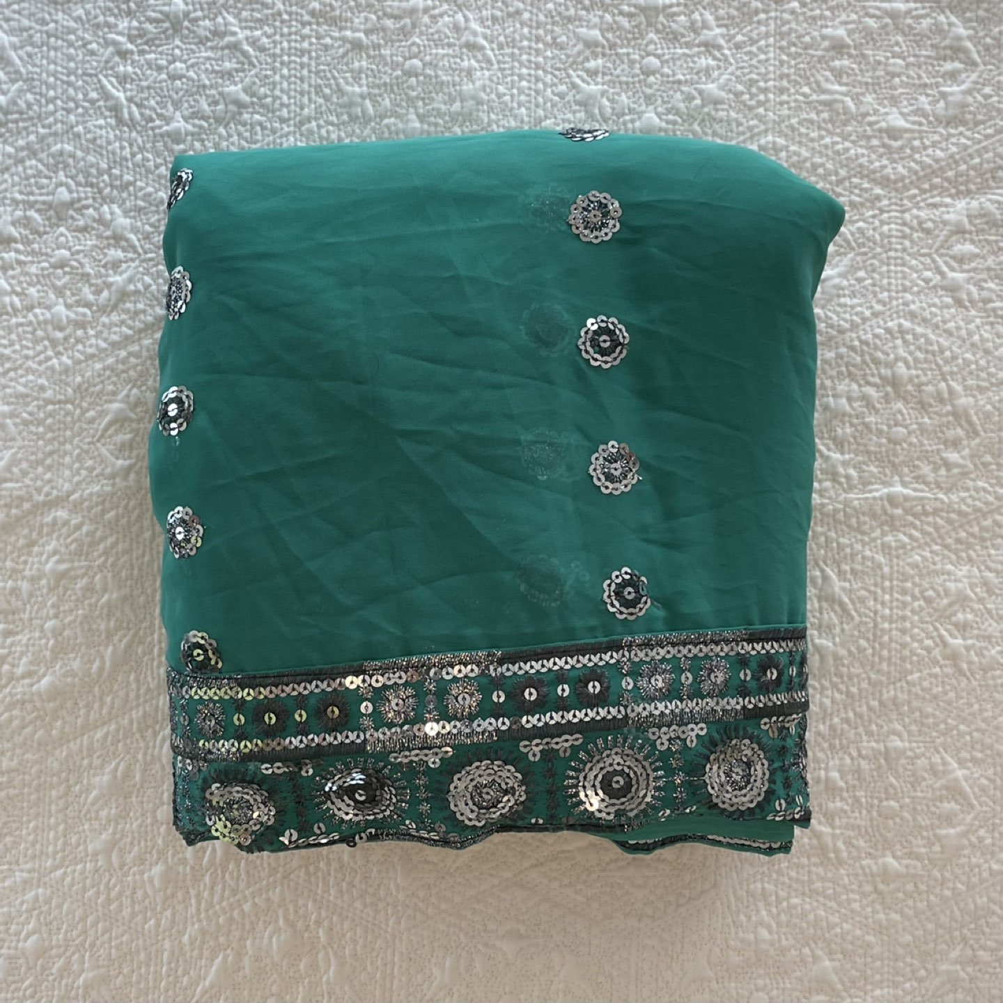 Green embroidery sari - photo 5