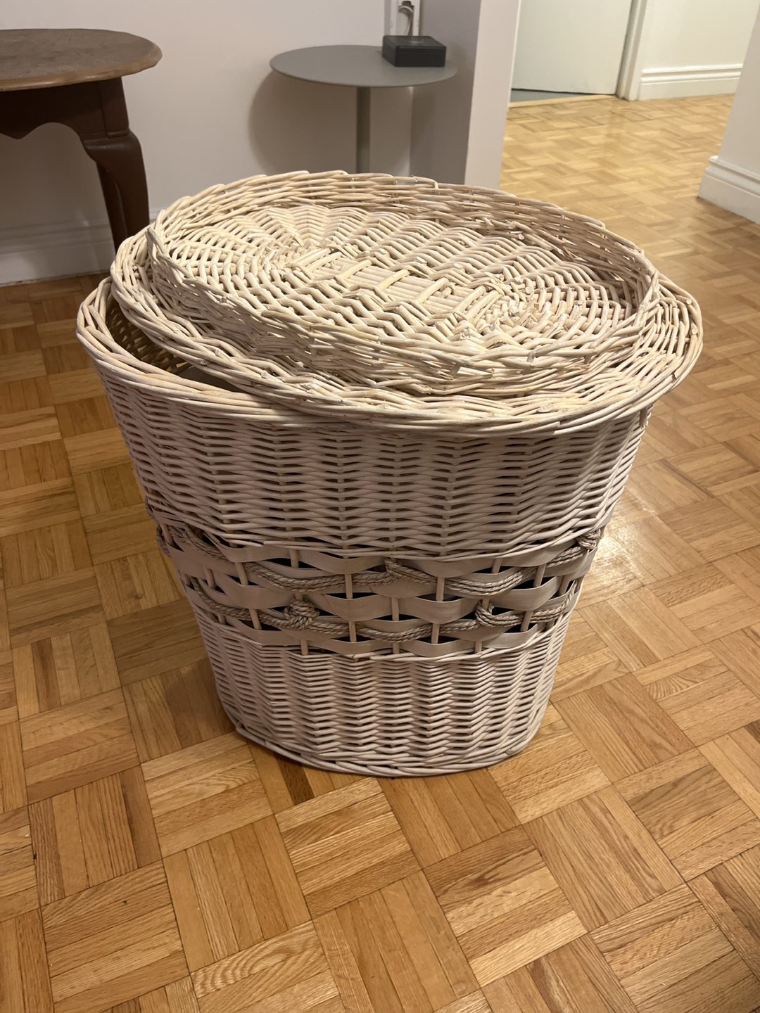 Laundry basket woven bamboo - photo 2