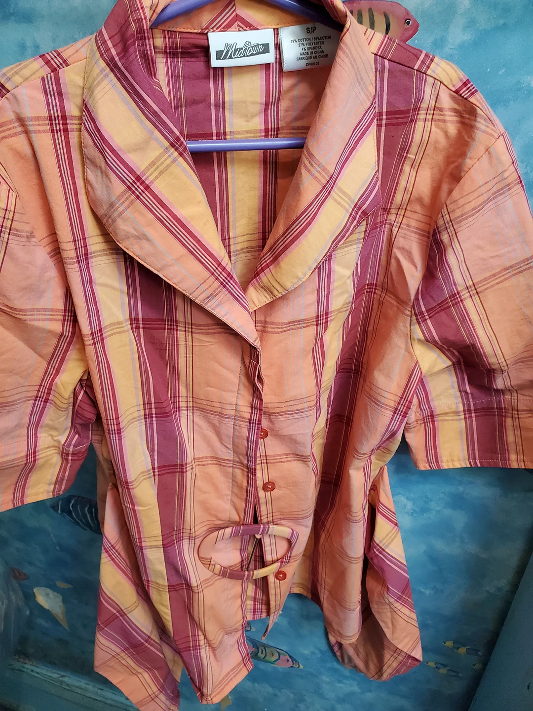 Orange midtown brand blouse with belt image indicator(3)