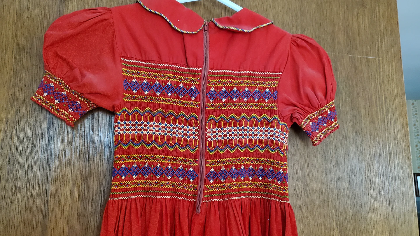 Vintage Girls Smocked Long Dress image indicator(3)