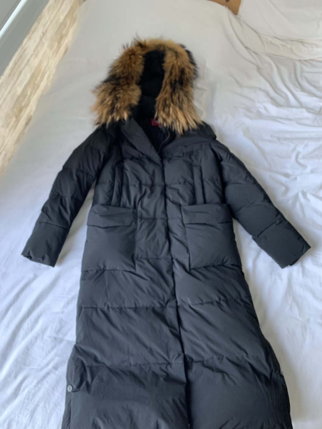 Long padded winter coat with real fur thumbnail