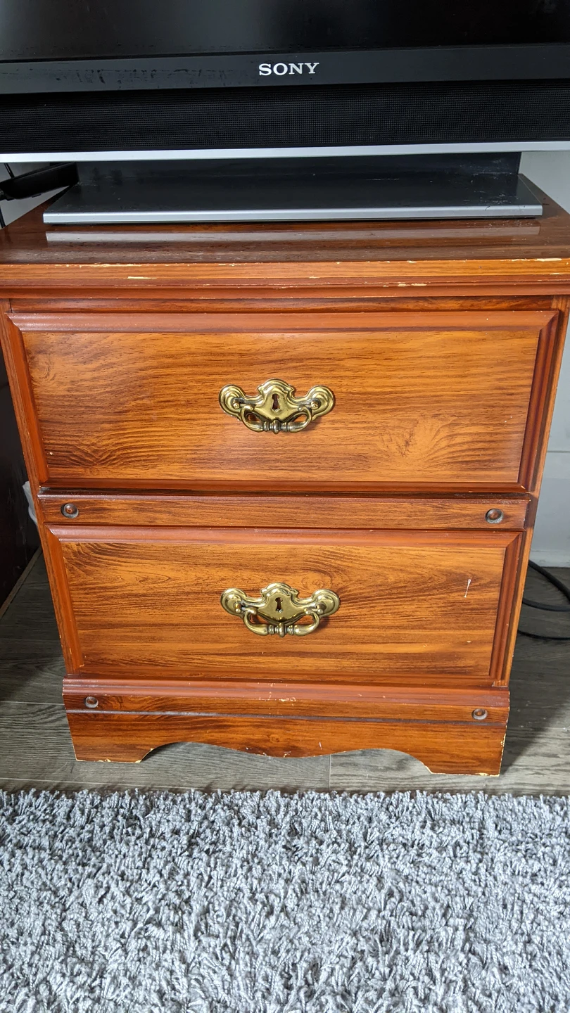 two drawer wooden dresser thumbnail