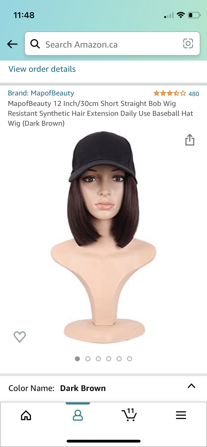 Dark Brown Baseball Hat Wig