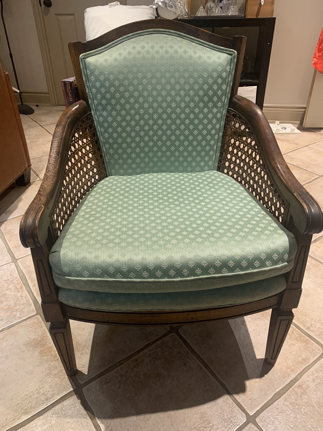 Vintage armchair - wood frame with cane back