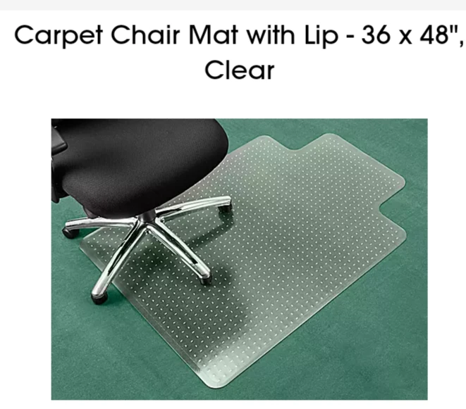 Carpet Chair Mat with Lip - 36" x 48", Clear thumbnail