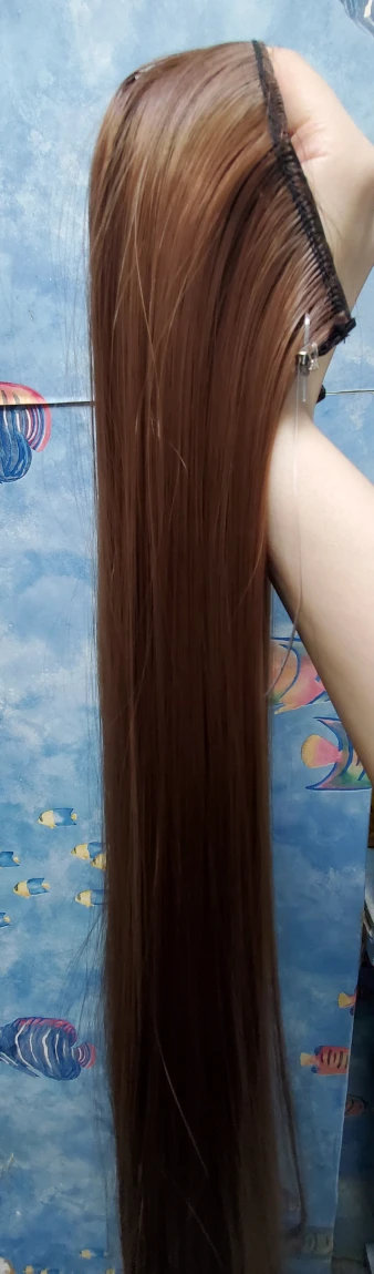 Light brown 32 inch clipless no clip hair extensions thumbnail