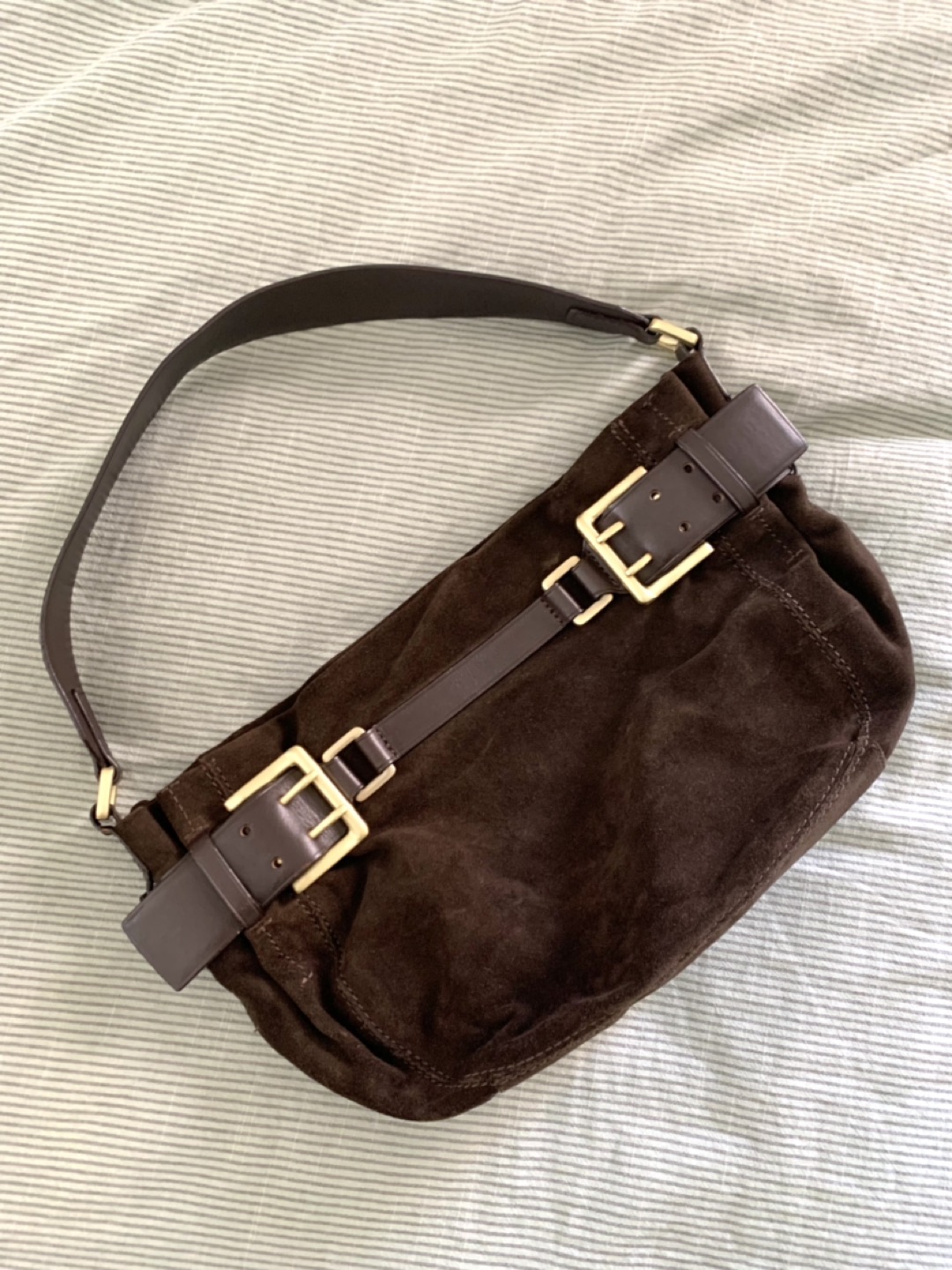🌏DKNY brown suede bag