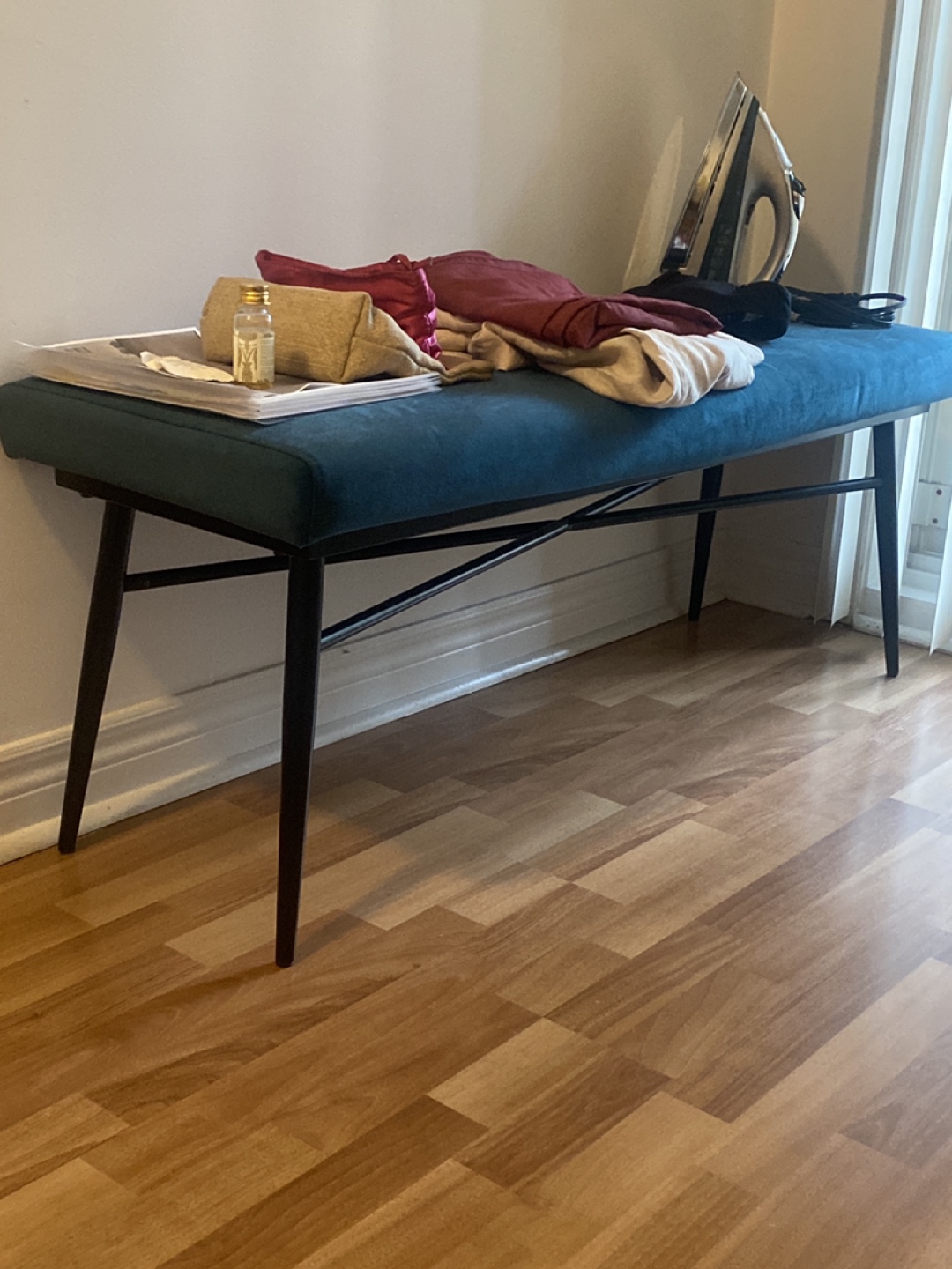 Bench with metal frame