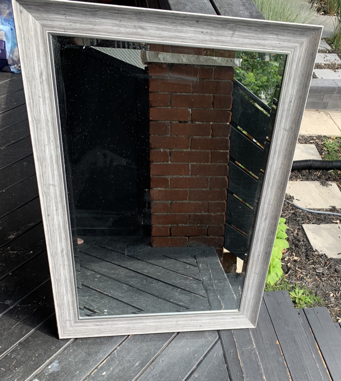 Faux wood mirror