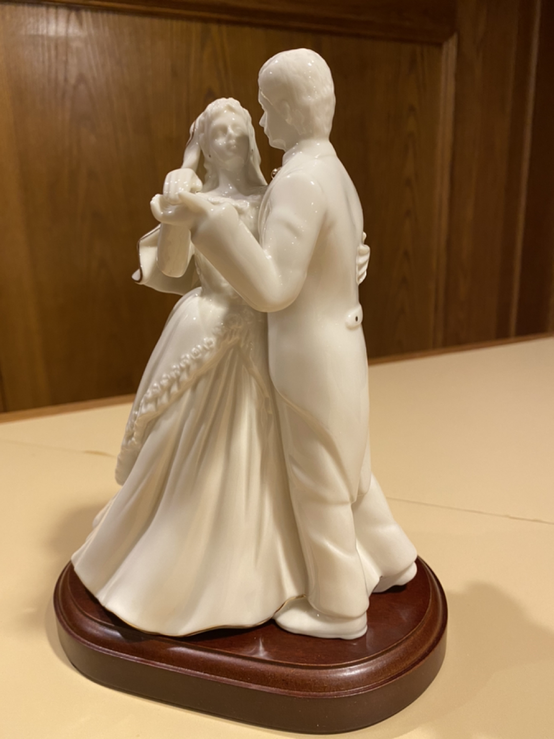 Mikasa Bride and Groom statue with wooden stand image indicator(2)