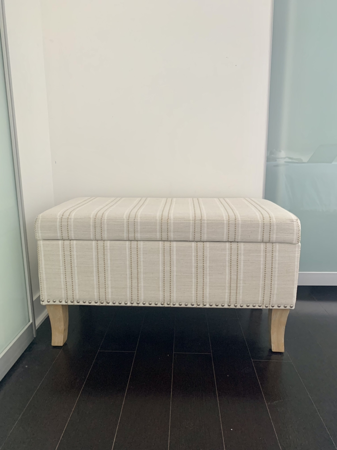 Linen ottoman with storage thumbnail