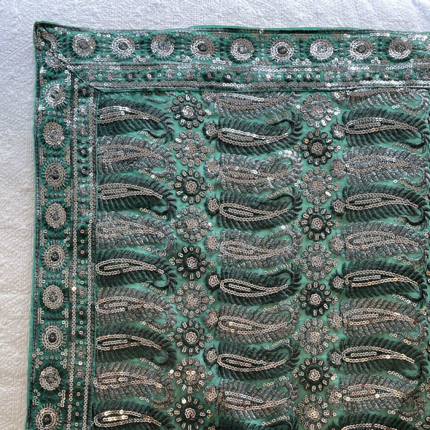 Green embroidery sari - photo 2