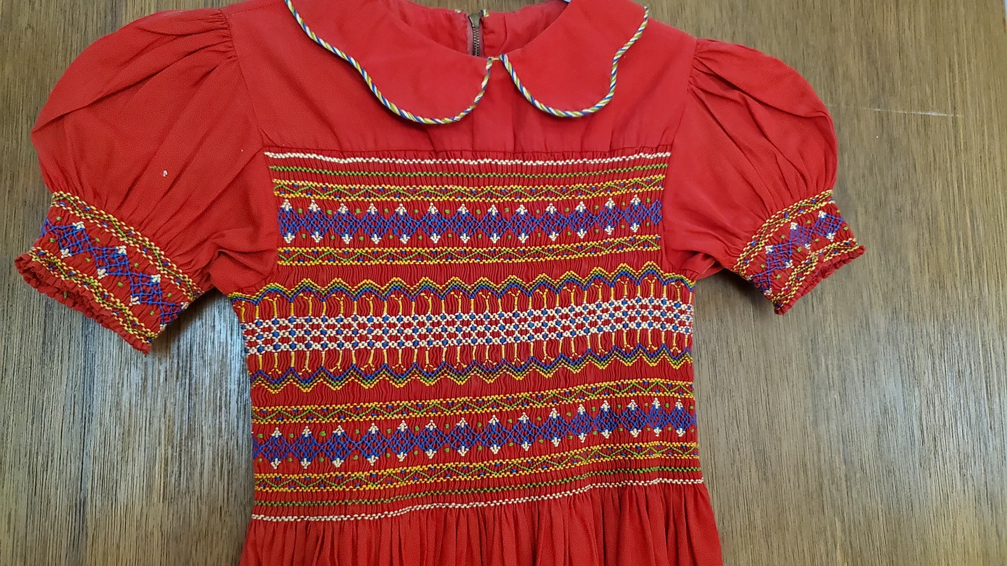 Vintage Girls Smocked Long Dress image indicator(4)