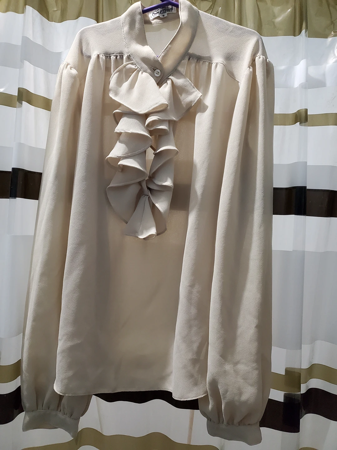 Beige ruffle blouse thumbnail