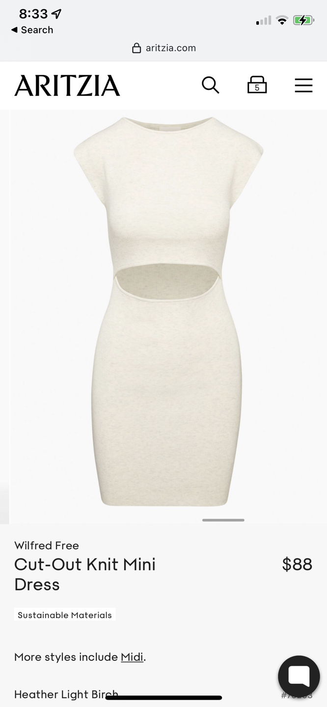 Aritzia Wilfred Free Cut-Out Knit Mini Dress thumbnail