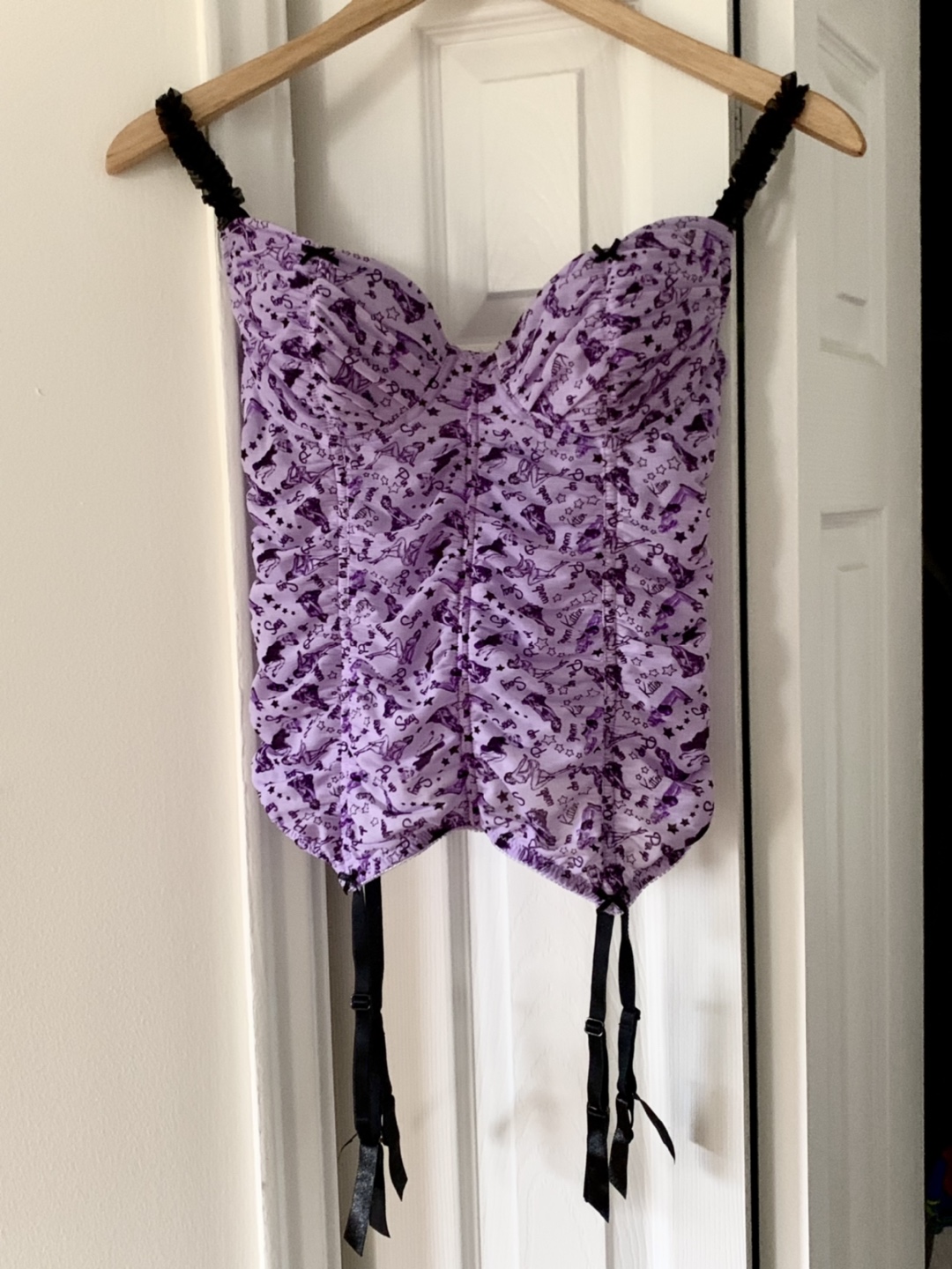 Purple Corset with garter belt straps 2000s Y2K thumbnail