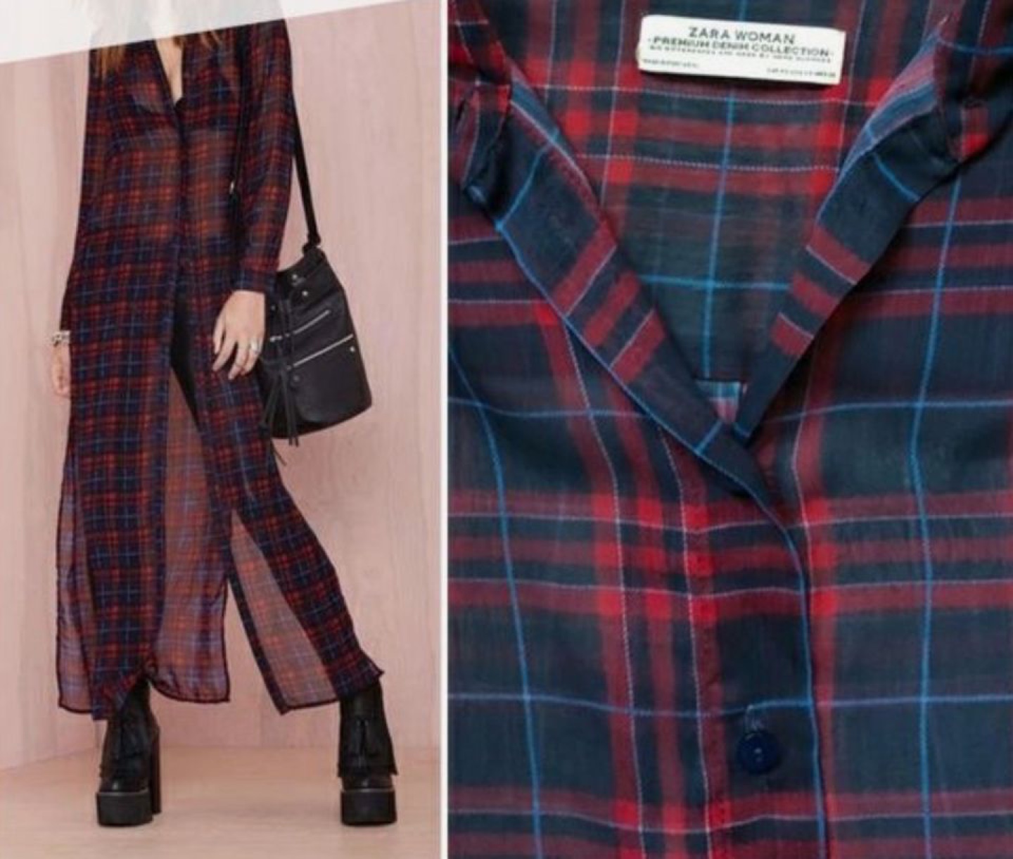 Zara Long Sheer Flannel Shirt / Top
