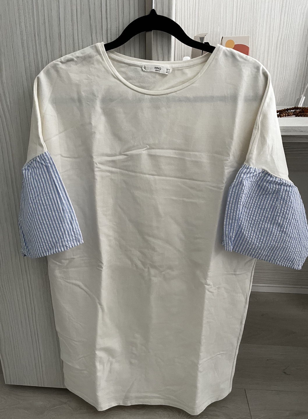 Moving Sale: Mango Shirt Dress with blue bell sleeves thumbnail
