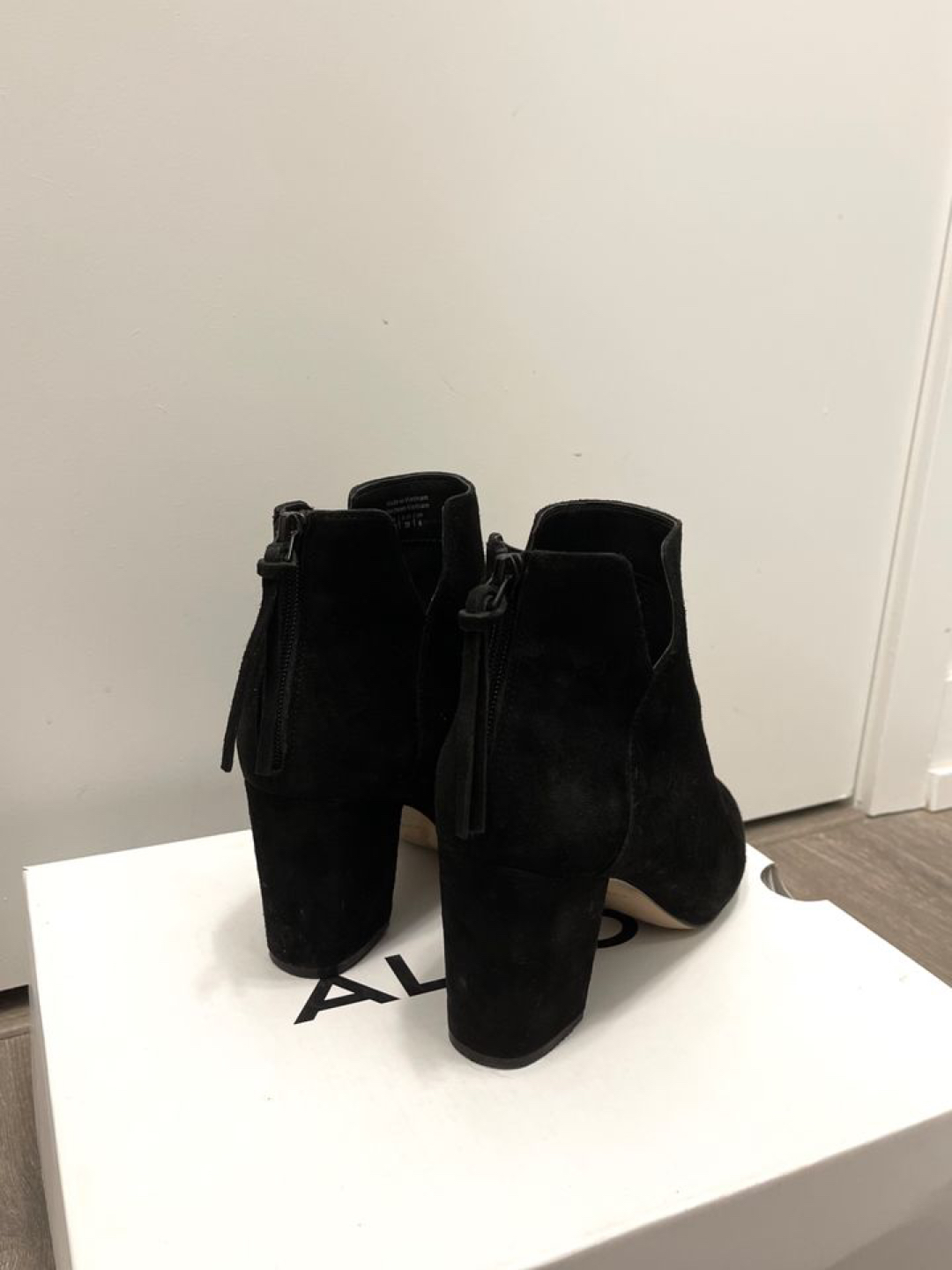 Aldo Black Suede Boots Heels - Size 38 (7.5) image indicator(2)