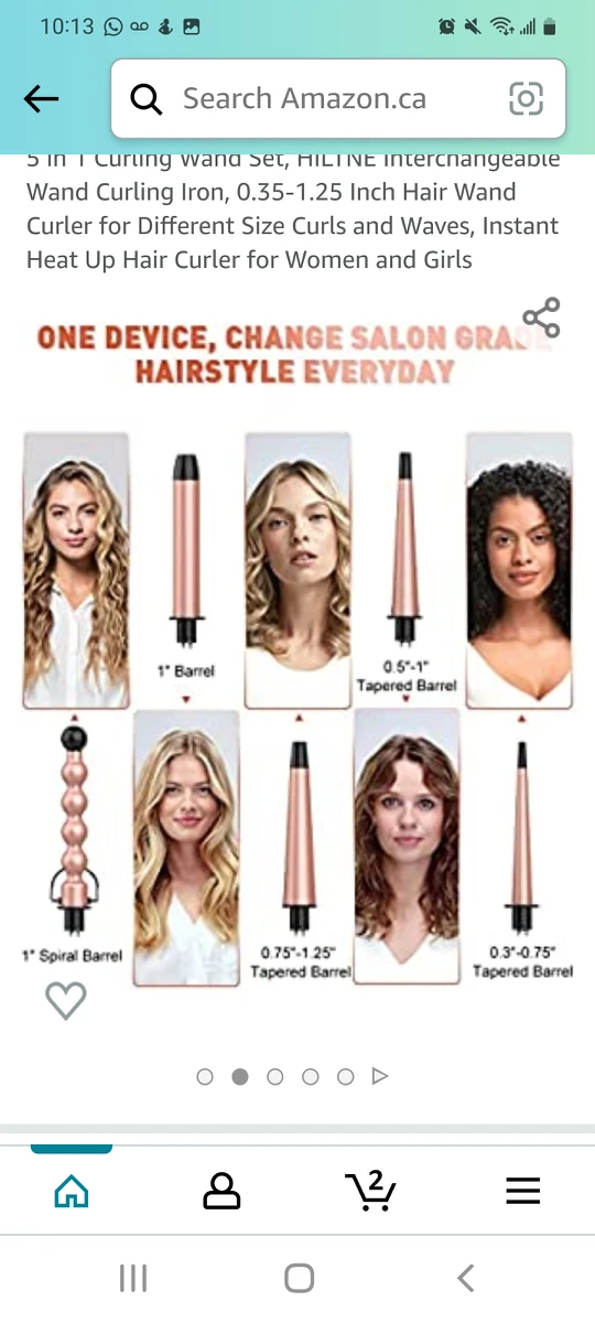 HILTNE Interchangeable 5 in 1 Curling Wand Set