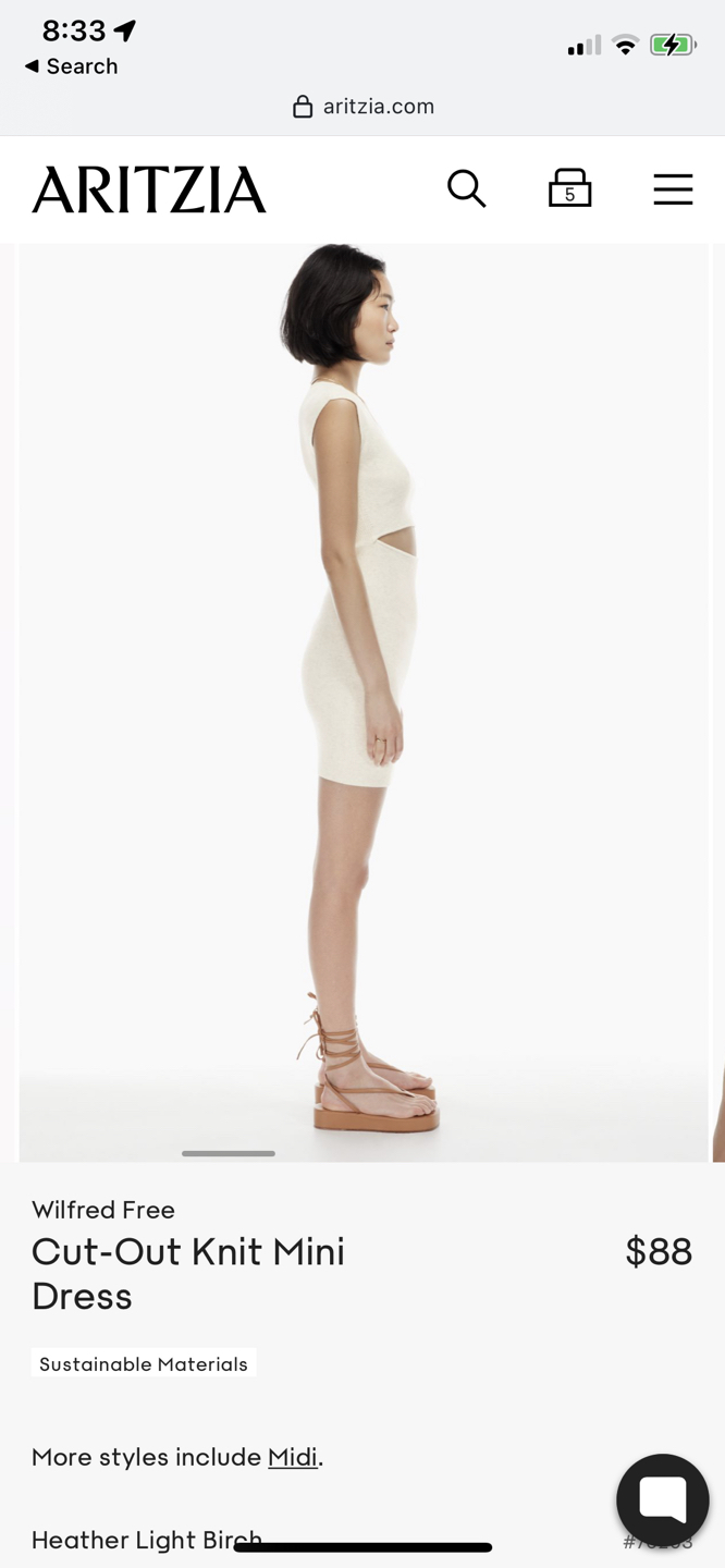 Aritzia Wilfred Free Cut-Out Knit Mini Dress image indicator(7)