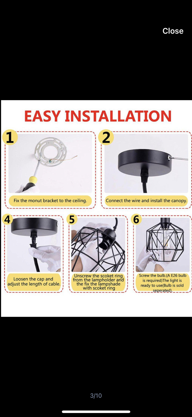 Black hanging pendant light image indicator(3)