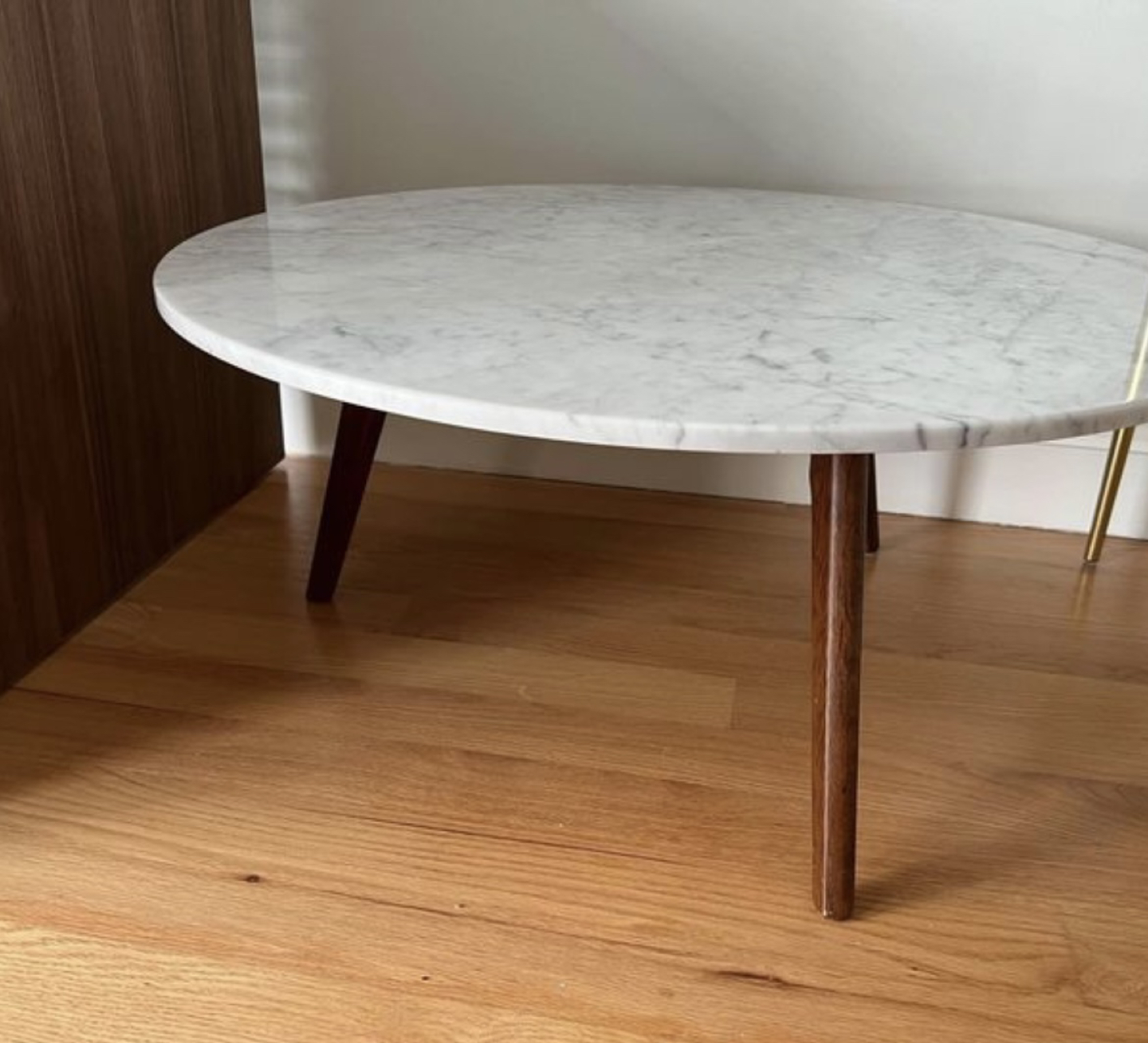Article Mara marble top walnut coffee table