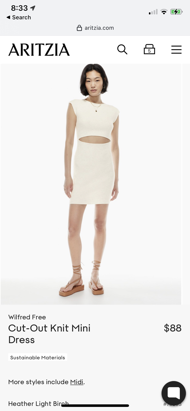 Aritzia Wilfred Free Cut-Out Knit Mini Dress image indicator(4)