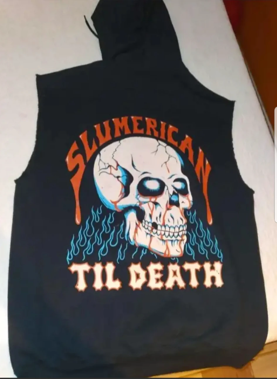Yelawolf Slumerican Till Death Sleeveless Hoodie, Mens Medium thumbnail
