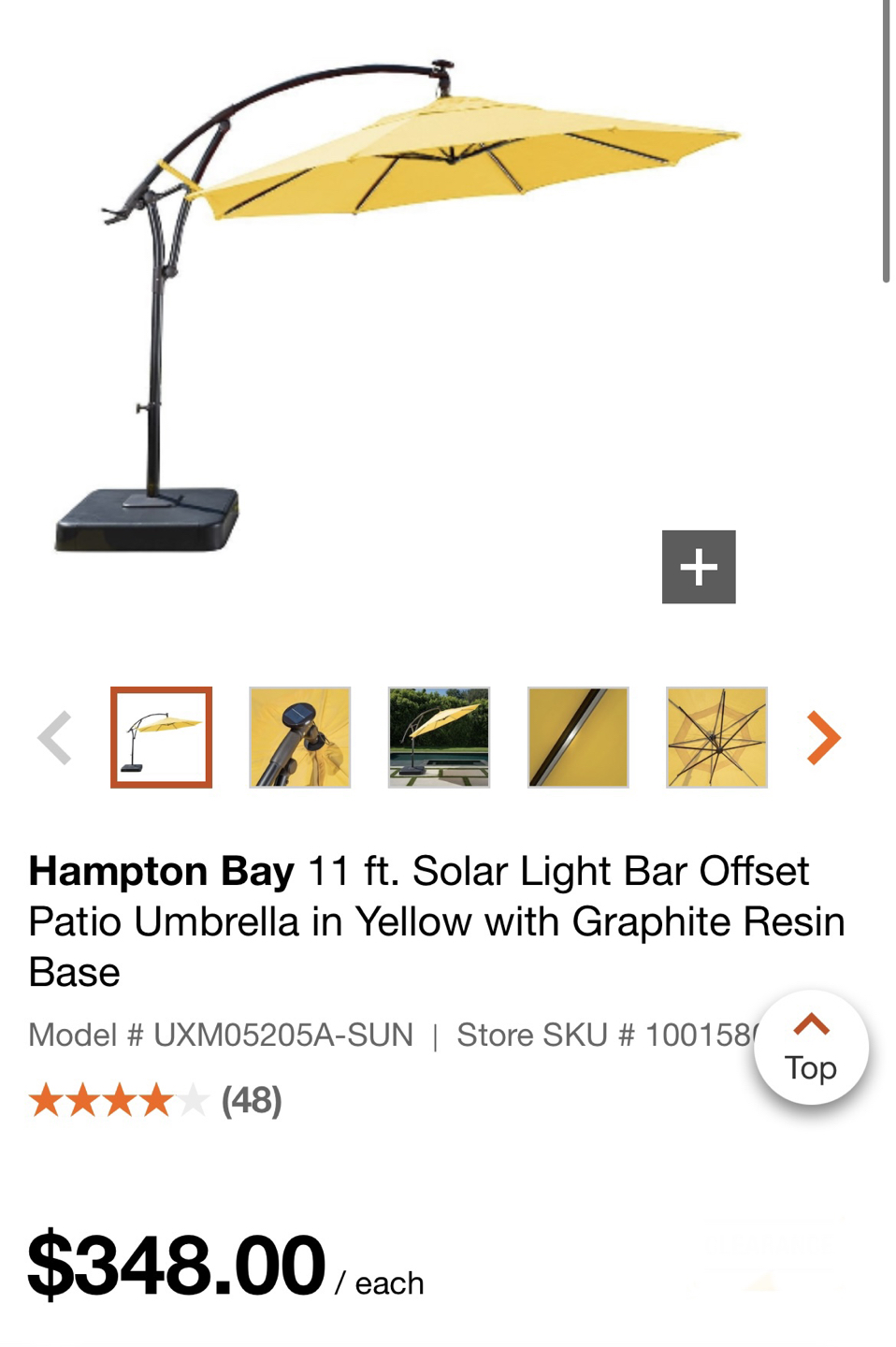 Outdoor patio umbrella