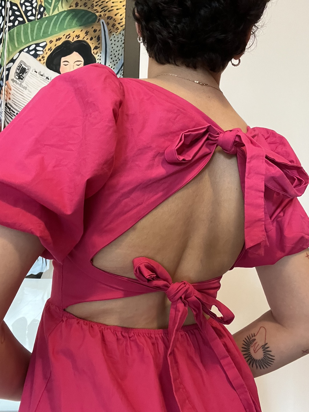 Pink Dress with Puff Sleeves