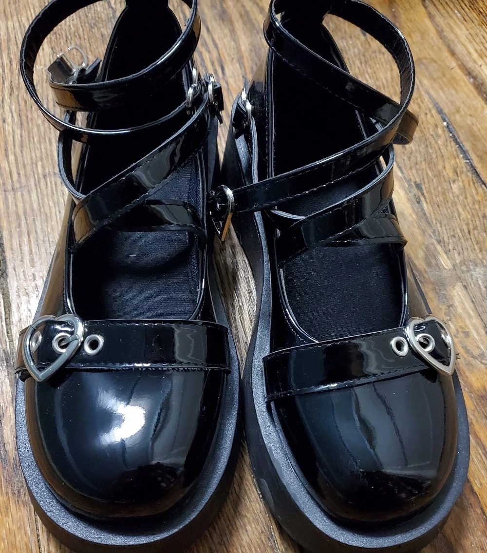 Cute heart buckle platform Mary Jane shoes thumbnail