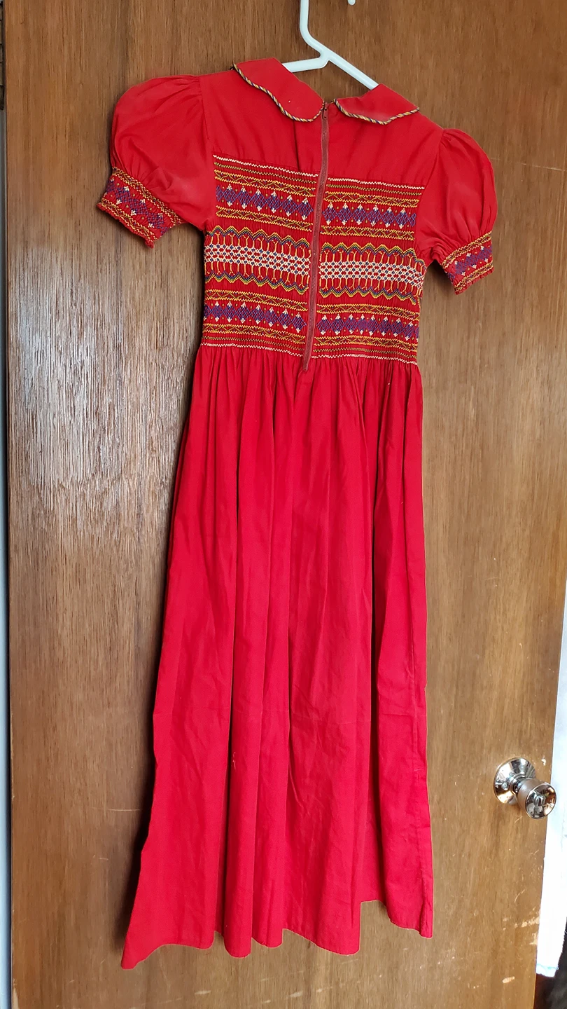 Vintage Girls Smocked Long Dress image indicator(2)