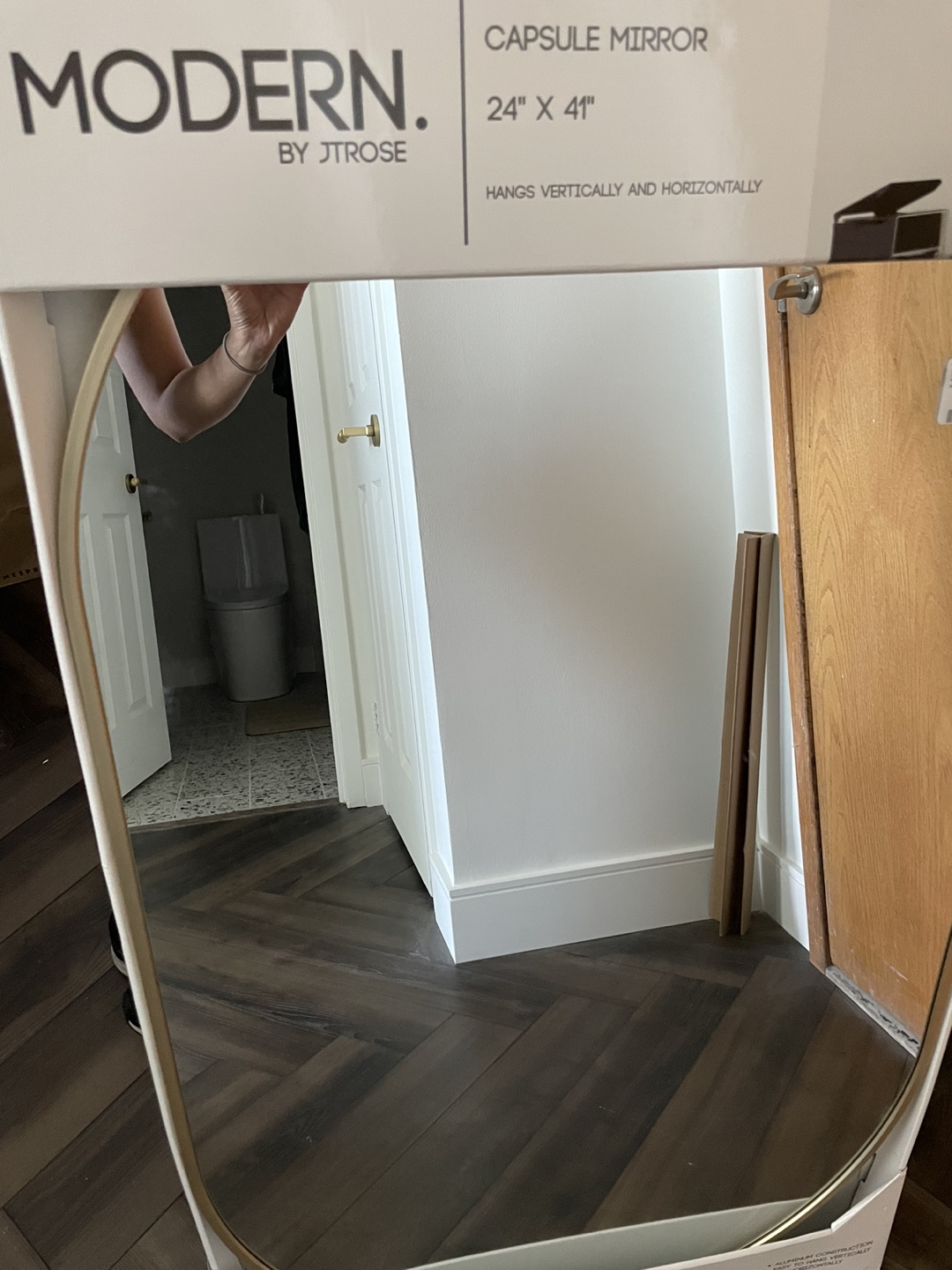 Brand new modern golden rimmed mirror