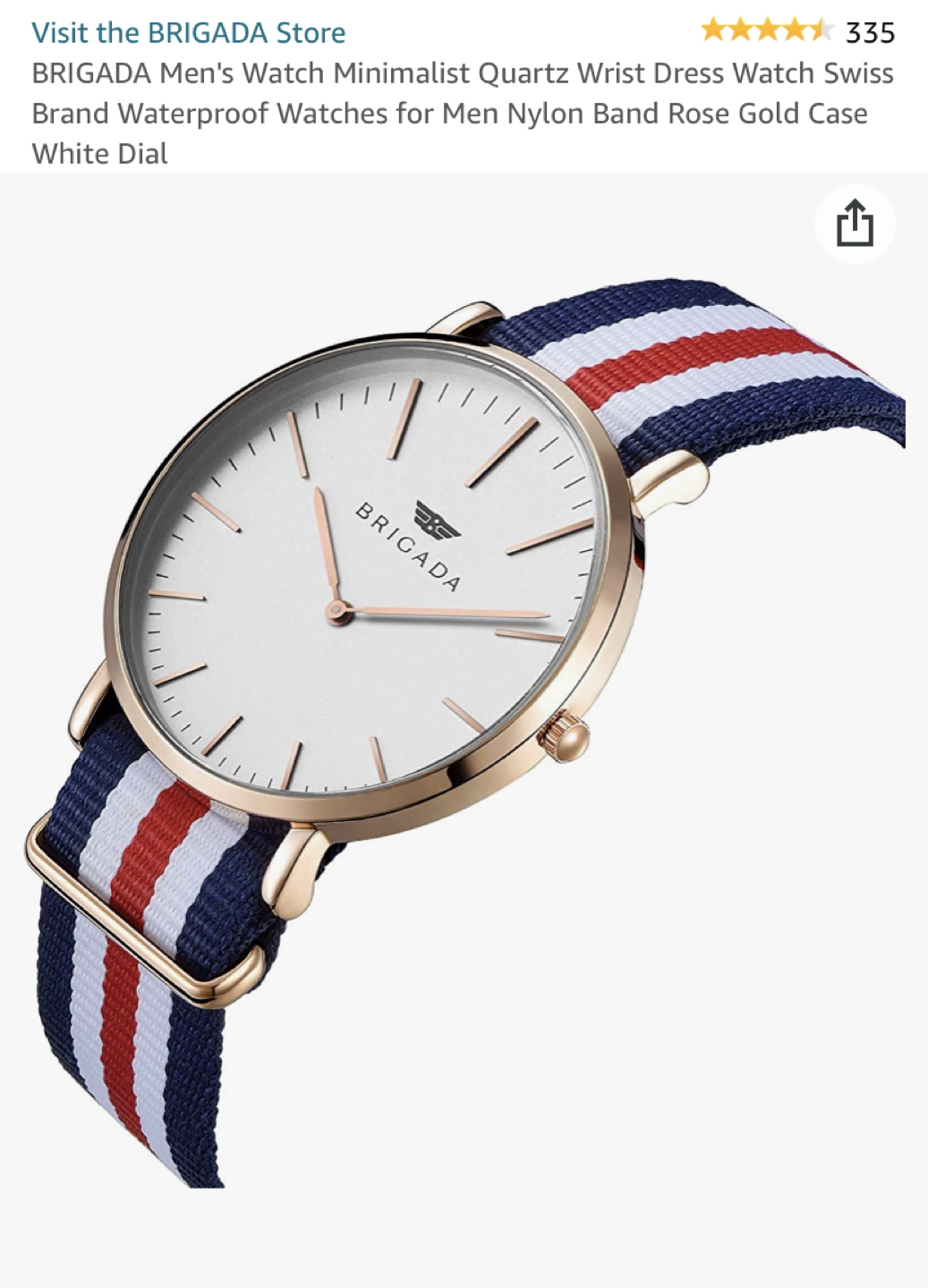 Mens Watch Quartz Nylon Band Rose Gold Case Dia. 44mm - photo 3