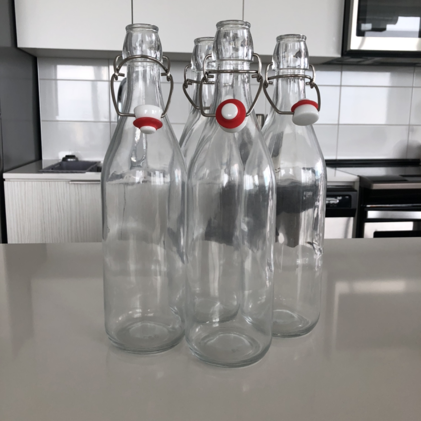 NEW | Clear Glass 32oz Brewing Bottles with Stopper | 4 Bottles thumbnail