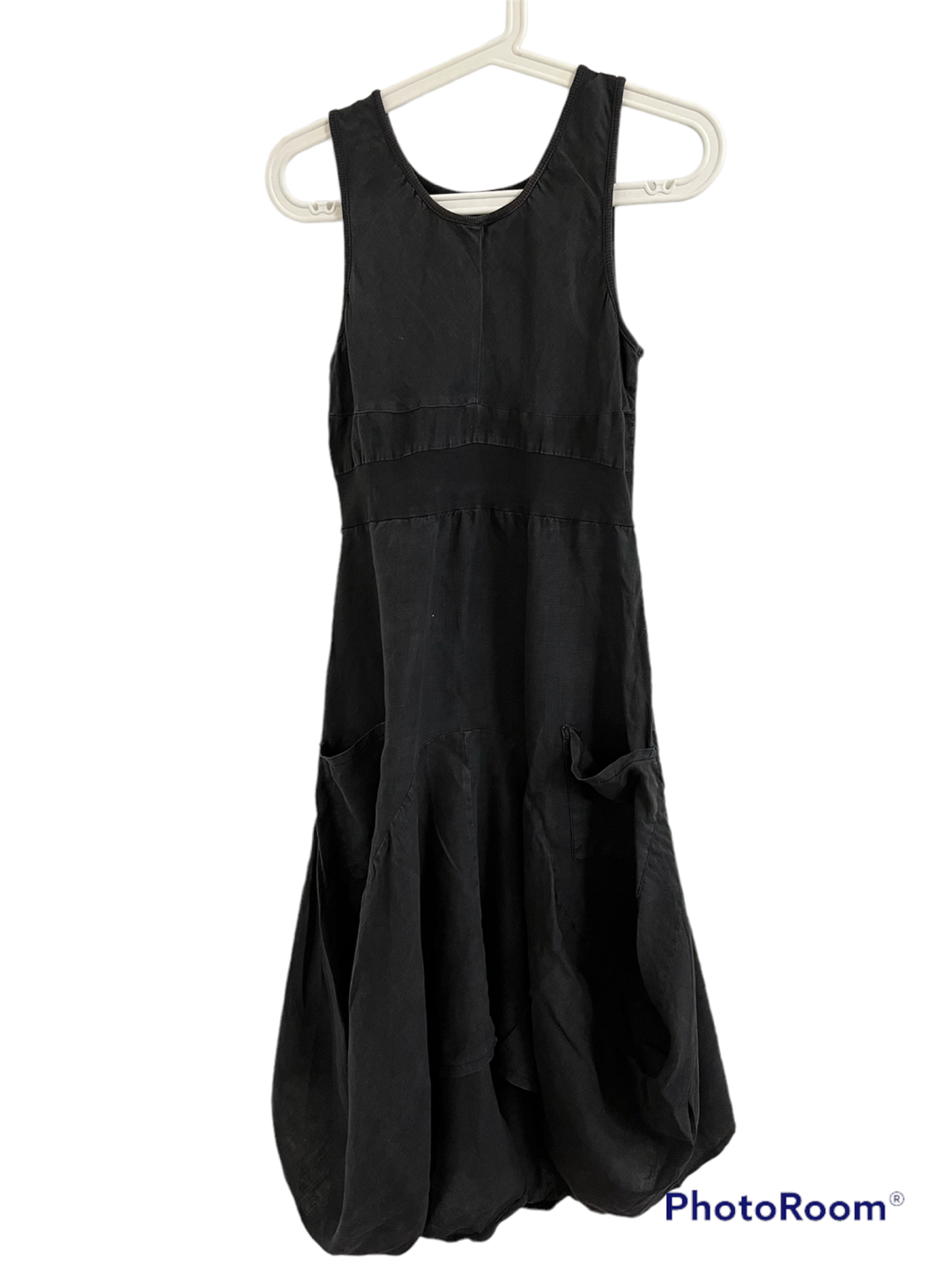 Small Black Relaxed Fit Linen Dress thumbnail