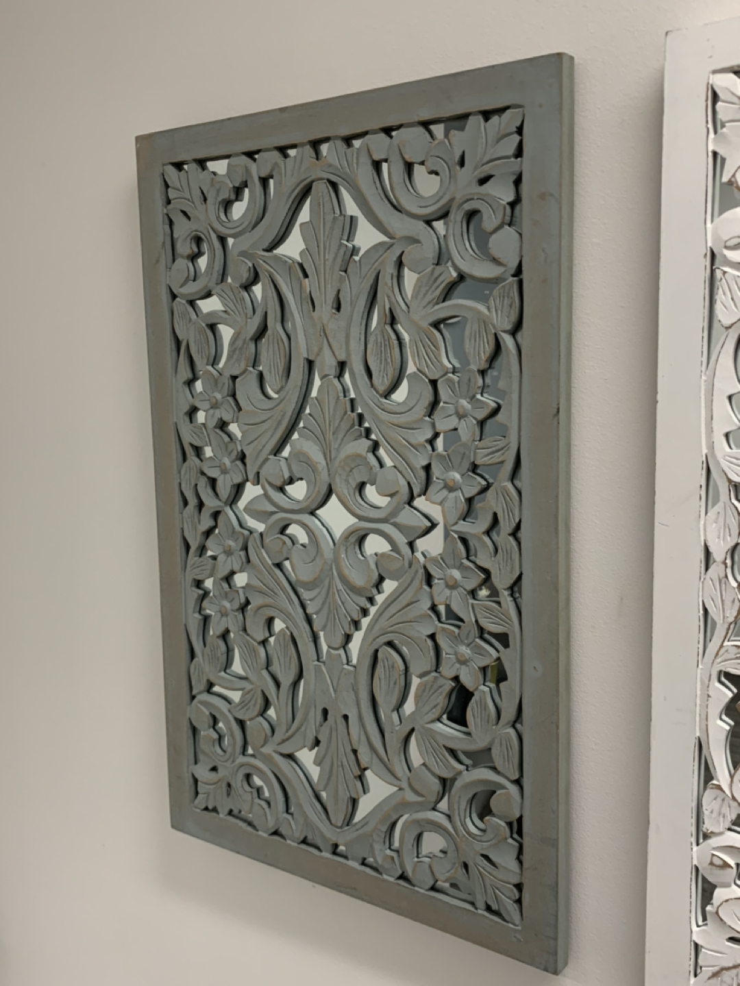 2 Beautiful 1/2 Price Mirrors with Wood Lattice Overlay - photo 4