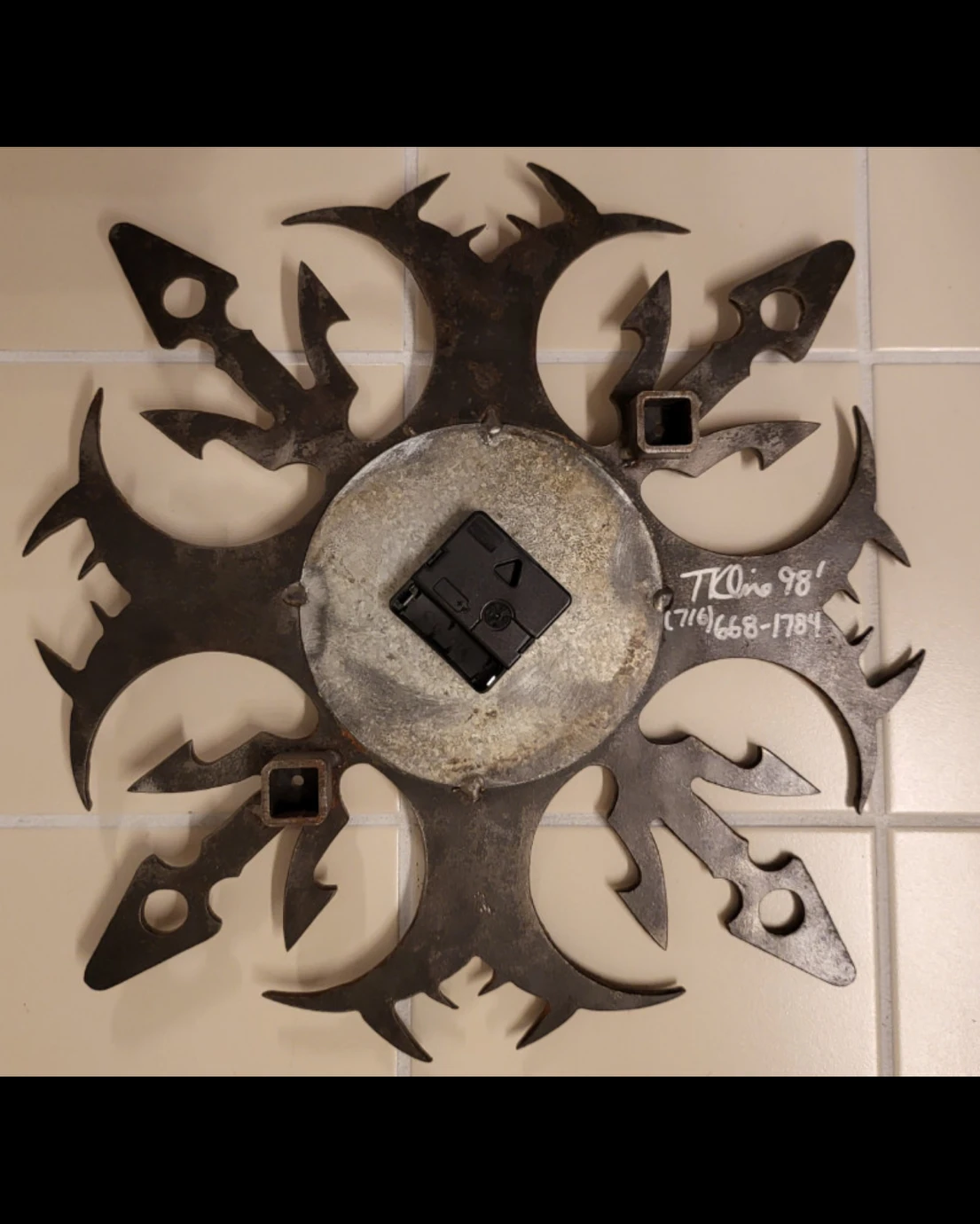 Original Metal Wall Clock Industrial Art Signed T. Kline 1998 - photo 2