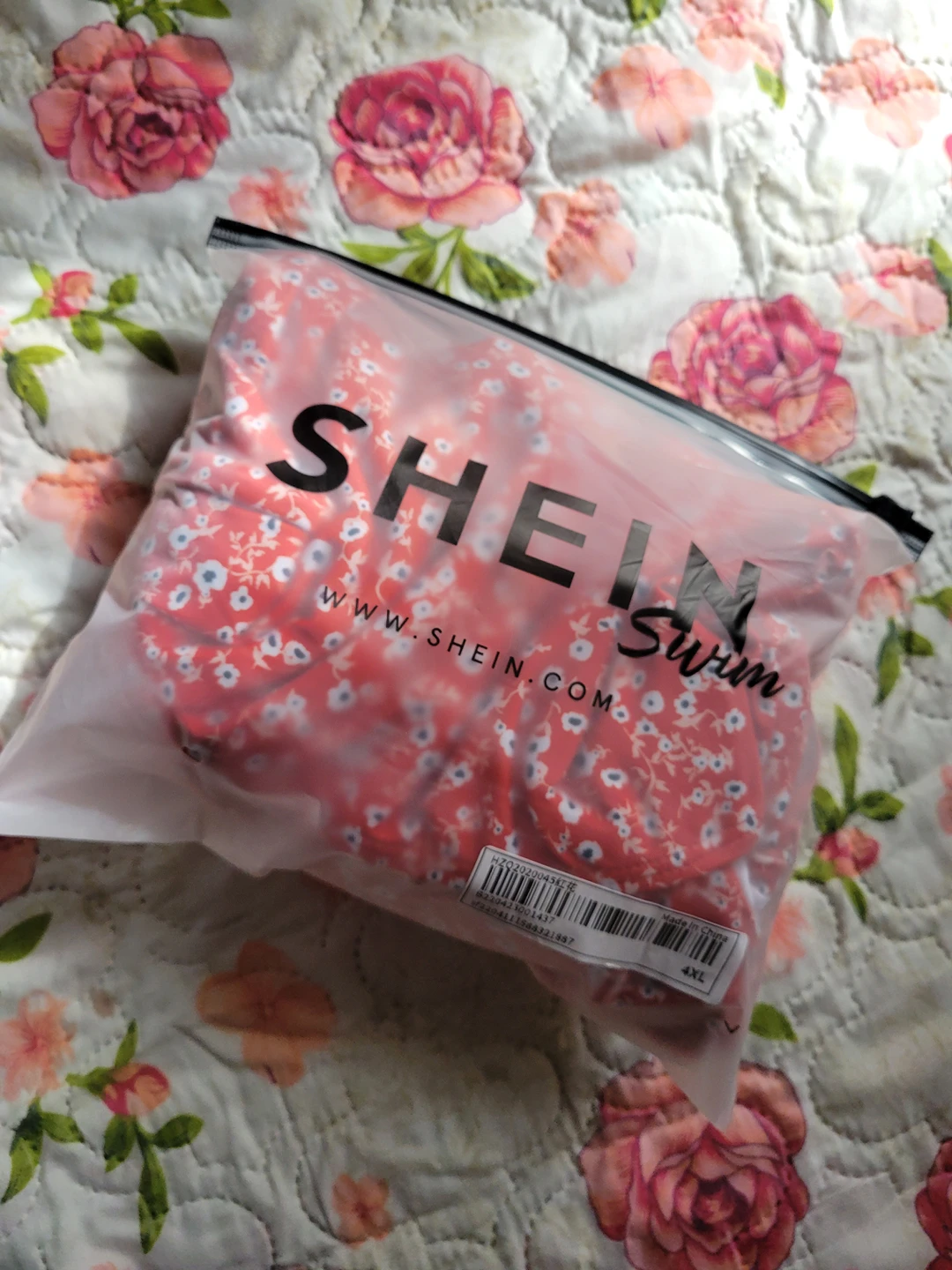 Shein Ditsy Floral Knot Front One Piece Swimsuit Plus Size 4XL image indicator(5)