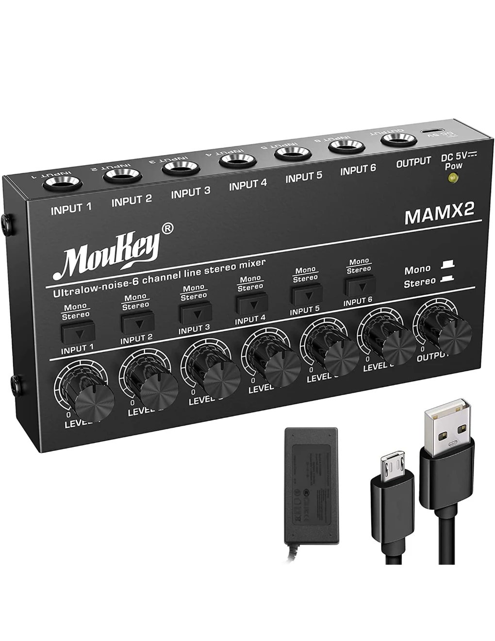 Moukey MAMX2 Ultra Low-Noise 6 Channel Line Stereo Mixer - photo 4