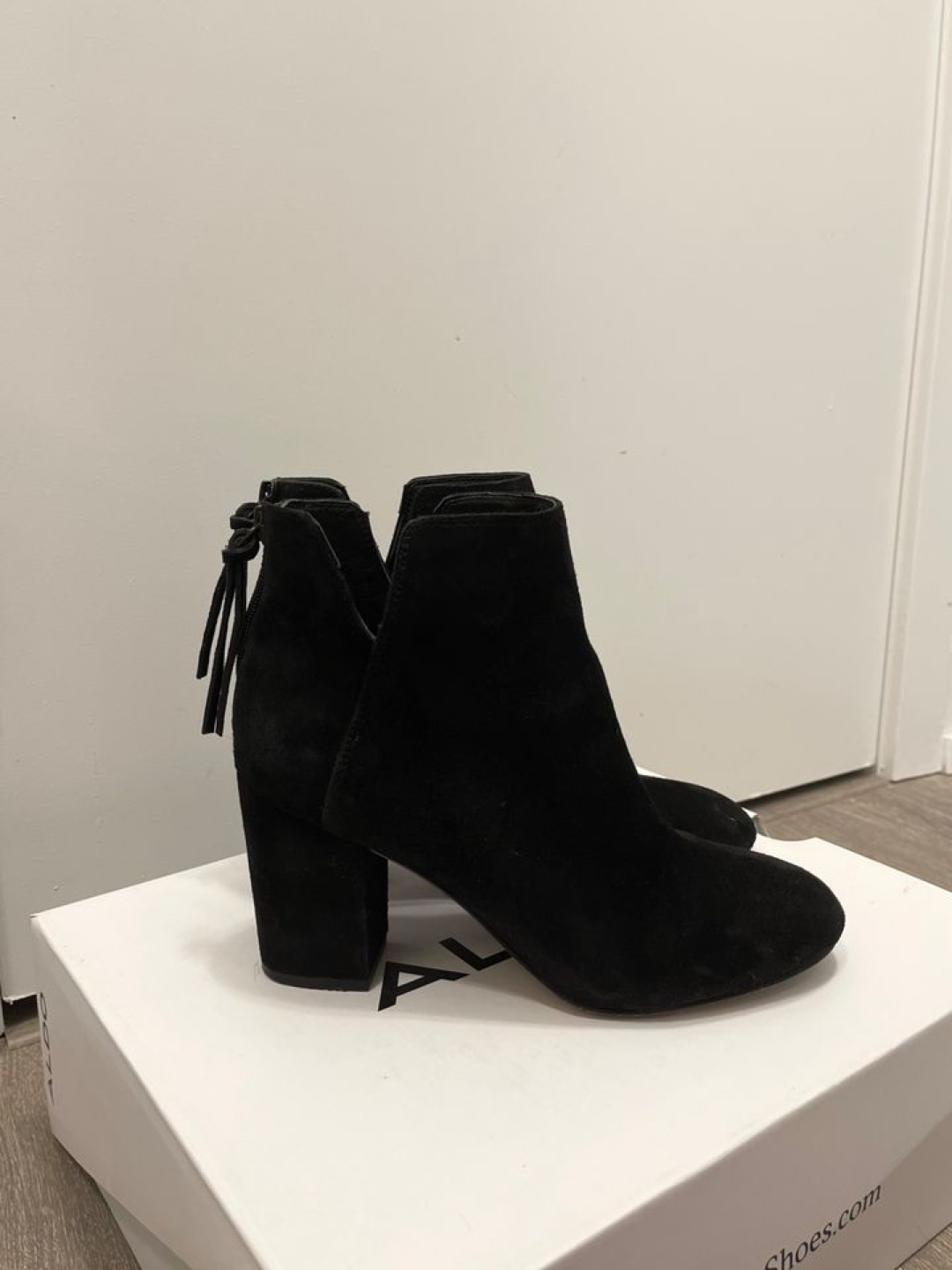Aldo Black Suede Boots Heels - Size 38 (7.5)