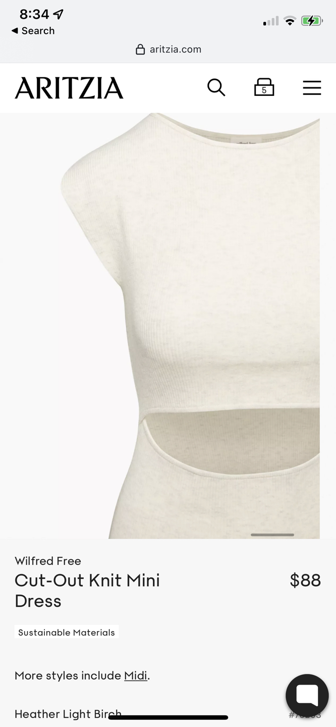 Aritzia Wilfred Free Cut-Out Knit Mini Dress image indicator(6)