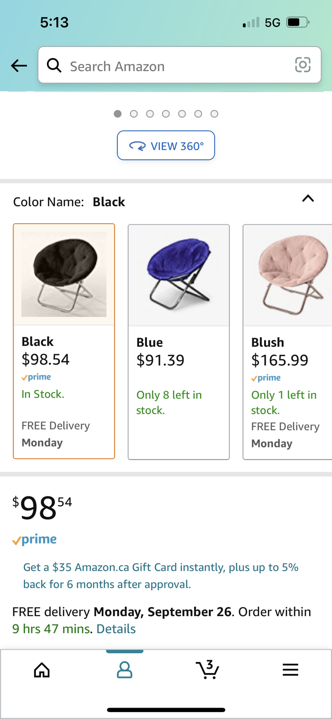 Gently used saucer chair (black) - photo 2