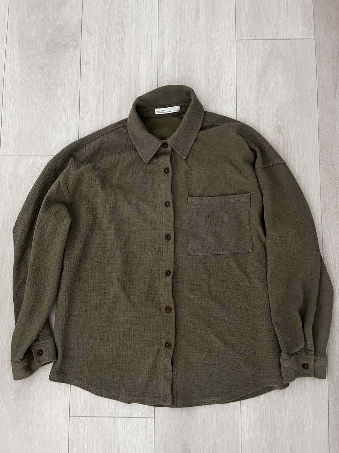 Moving Sale: Oak and Fort Oversized Knit Shirt in Green thumbnail