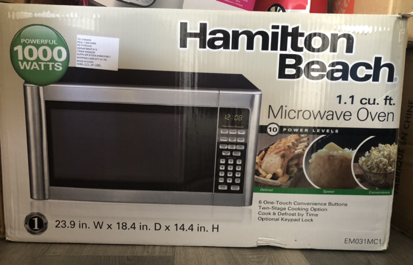 Hamilton Beach 1.1 cu.ft. Stainless Steel Microwave - photo 5