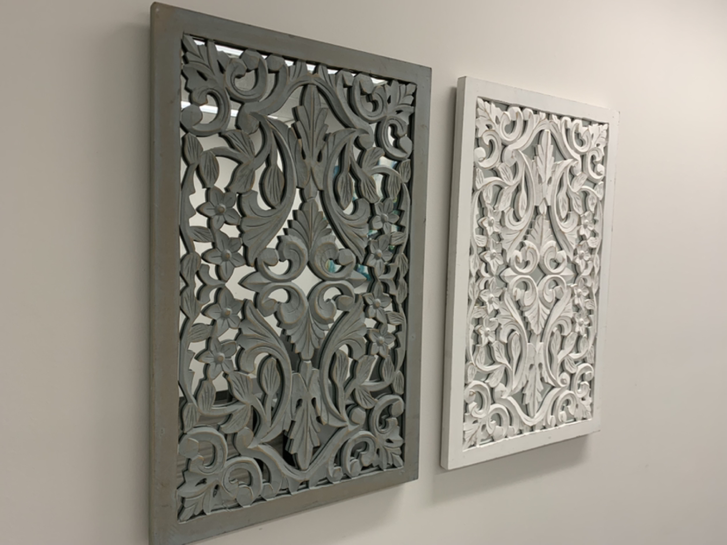 2 Beautiful 1/2 Price Mirrors with Wood Lattice Overlay